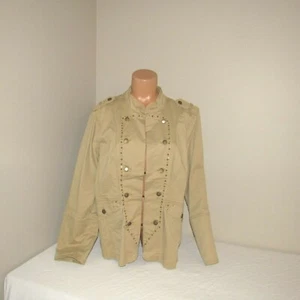 Zana DI Cotton Spandex  Hook & Eye Jacket Blazer Coat Khaki 20 Preowned - Picture 1 of 4