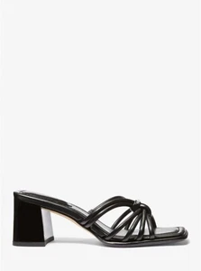 MICHAEL KORS ASTRA LEATHER MULE SANDALS BLACK NEW IN BOX SZ 7 $188 OUT OF STOCK - Picture 1 of 6