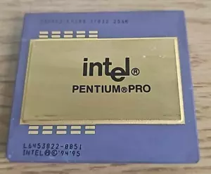Intel Pentium Pro Vintage 256K CPU Processor - Gold Collector Design Art Scrap - Picture 1 of 4