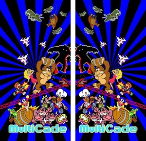 Juego de calcomanías de arte lateral arcade Multicade 2 piezas azules tamaño completo gráficos de alta calidad - Imagen 1 de 1