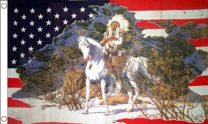 USA INDIAN HORSE FLAG 5' x 3' US American America Snow Scene 5ft by 3ft Flags - Picture 1 of 1