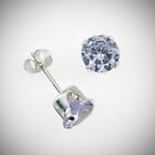 6mm ROUND Lavender CZ Post or Stud Earrings in SOLID 925 Sterling Silver - NEW!