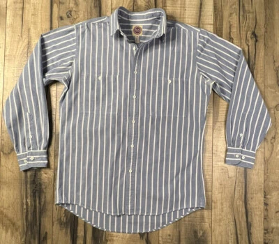 Винтажный 90-х 80-х SAKS Fifth Avenue реальной одежды M джинсовой ткани на пуговицах в полоску Jean - Изображение 1 из 4