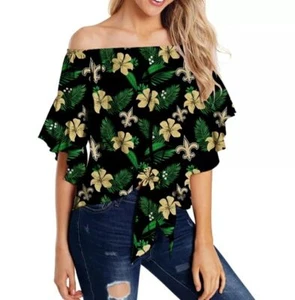 Top Halter hawaiano sin hombro para mujer New Orleans Saints - Imagen 1 de 5