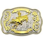Silver Gold Bull Rodeo Rider Western Belt Buckle Large Size Cowboy Oversize
