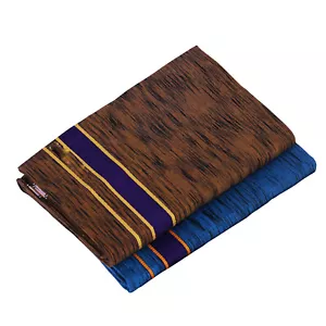 Men Coloured Dhoti lungi Pack of 2 Brown & Blue US - Picture 1 of 2
