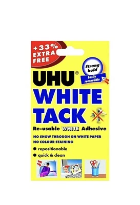 UHU WHITE TACK 33% Extra Reusable Adhesive Sticky Tack Blue Blu Tac 66g PACK UK