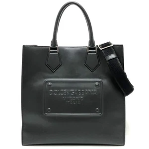 DOLCE&GABBANA Logo embossed Bag 2WAY Hand Bag Shoulder Bag Square Tote Bag - Picture 1 of 16
