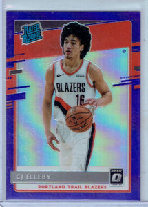 CJ ELLEBY 2020-21 Donruss Optic RATED ROOKIE PURPLE HOLO #195 Trail Blazers 