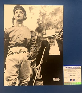 Foto de colección autografiada de Eddie Arcaro 8,5 x 11,5 página de libro caballo jinete PSA ADN - Imagen 1 de 1