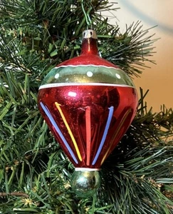 VTG Poland 4” Parachute Air Ballon Fluted Drop Ball Glass Christmas Ornament - Picture 1 of 8