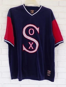 Vintage Chicago WhiteSox Hemd Herren 2XL blau rot Velour GIII Carl Banks Cooperstown - Bild 1 von 10
