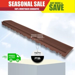 FLEXSPEC Male Ramp Edge for Garage Floor Tiles - Nut Brown - 400x60x18mm - Picture 1 of 2