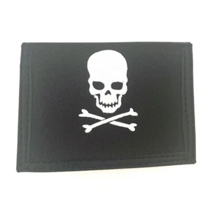 Portafoglio nero ragazzi ragazze bianco teschio e ossa stampa Jolly Roger - Foto 1 di 3