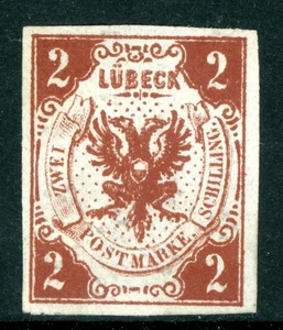 Germany States 1859 Lubeck 2s Brown Sc#3 Reprint Mint W818 - Picture 1 of 6