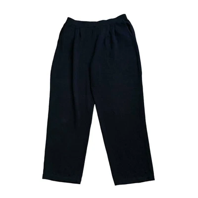 ST JOHN Basics Womens Size 12 Black Pull On Stretch Knit Wool Blend Pleat Pants - Image 1 of 4