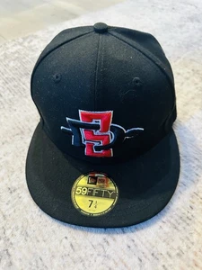 San Diego State SDSU Aztecs Fitted Hat Black 59 Fifty Size 7 1/4 New - Picture 1 of 4