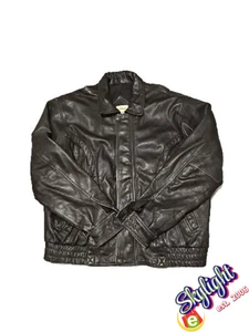 Abrigo Chaqueta Bomber L.A. Cuero California Negro Talla Grande Regular - Imagen 1 de 6