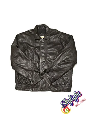 L.A. Leather California Black Bomber Jacket Coat Size Large Regular - Image 1 of 4