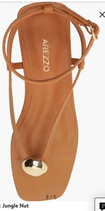 NWOT Arezzo Women's Tan Sandal W/Gold detail STRAPPY Square Toe Sz 9B SHIP FAST - Picture 1 of 9