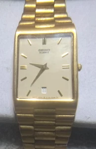Seiko Quartz Dresswatch Herren 5Y39-5150 Datum Gold Armband Neu Bat Klar Top - Bild 1 von 12