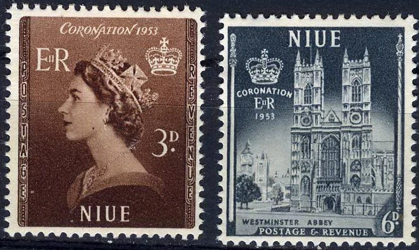 Niue 1953 Coronación Reina Isabel MH (SC# 104-105) Foto 1 de 1