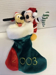 Disney 9” Mini Christmas Stocking Mickey and Pluto Plush Holiday 2003 - Picture 1 of 4
