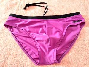 Purple Black Vintage Swimwear For Men Great Design Brief Style Size 5 (M) - Picture 1 of 3