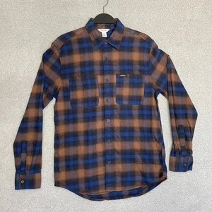 Calvin Klein Herren SMALL Langarm Button Down Flanell Hemd blau orange kariert - Bild 1 von 8