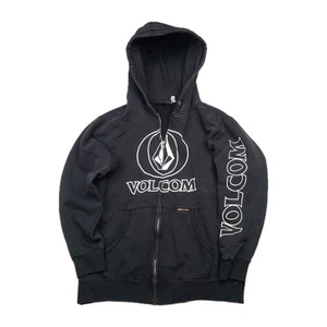 Vintage Volcom Skater Hoodie Mens Small Black Full Zip Distressed Y2K Grunge MMA - Picture 1 of 16