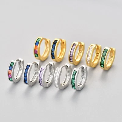 European And American Simple Circle Zircon Earrings - Image 1 of 4