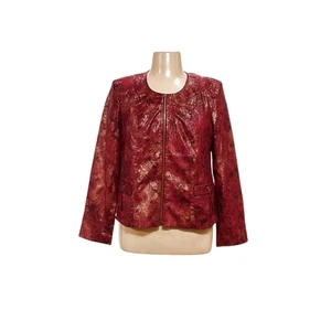 Susan Graver Red Basic Jacket - Snake Pattern, Size L - Picture 1 of 4