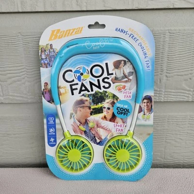 Banzai Cool Fans Personal Rechargeable Electric Wearable Hands-Free Cooling Blue - Image 1 of 4
