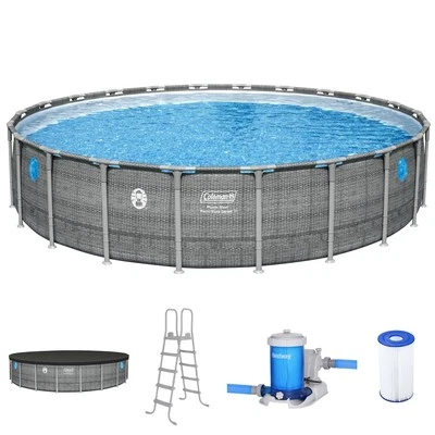 Coleman Power Steel 22' x 52" Frame Above Ground Swimming Pool, Gray (Open Box) - Image 1 of 4