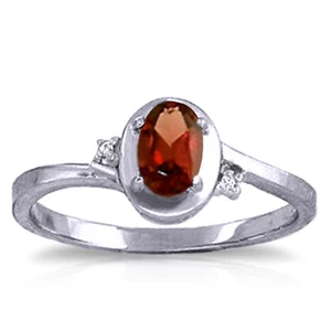 14K. SOLID GOLD RINGS WITH NATURAL DIAMONDS & GARNET (White Gold) - Picture 1 of 5