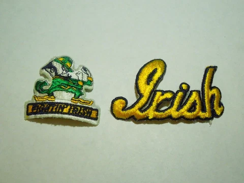2 University of Notre Dame Fighting Irish Patches-"Irish" Name & Mascot --Lot #7 Cover