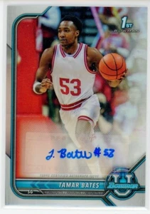 2021-22 Bowman University Baloncesto Tamar Bates Cromo 1er Prospecto Autógrafo - Imagen 1 de 2