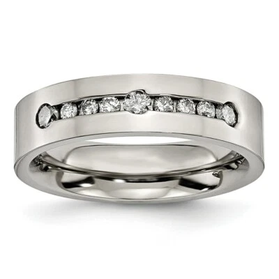 Titanium Polished 1/2 ct tw. Diamond 6mm Band - Image 1 of 4