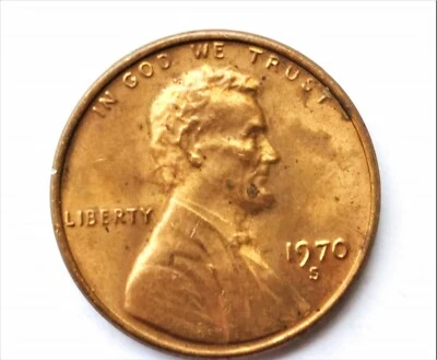 1970-S LINCOLN CENT Large Date DDO DOUBLE DIE Floating Roof Mint ERROR Red Unc - Image 1 of 4