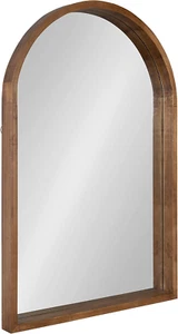 Hutton Rustic Modern Farmhouse Arch Mirror, 24" X 36", Natural Wood Finish - Picture 1 of 8