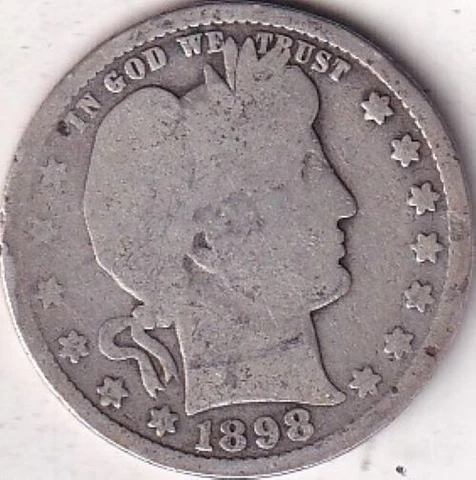 1898 SILVER Barber Quarter - G - #219 - BEAUTIFUL COLOR - BEAUTIFUL COIN Cover