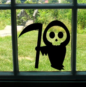 Linda calcomanía pegatina Spooky Grim Reaper Halloween esqueleto hogar/ventana/pared/coche - Imagen 1 de 2