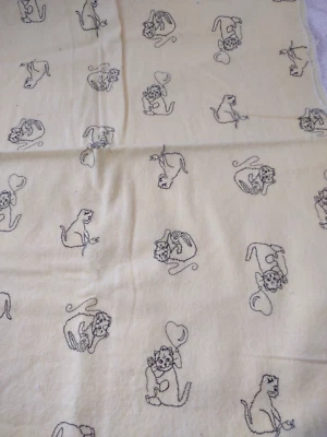 Cat Yellow & Black Flannel Sewing Fabric 18" L x 43" W - Image 1 of 4