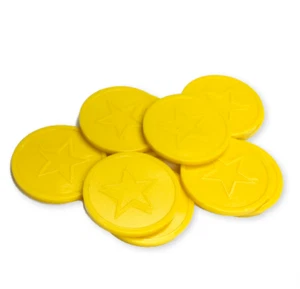 STERNMARKEN AUS RECYCELTEM KUNSTSTOFF - 100ER TÜTE - GELB - ZUHAUSE, SCHULE, BELOHNUNG - Bild 1 von 2