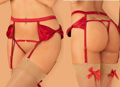 OBSESSIVE SET STRAPSGÜRTEL STRING strumpfhalter crotchless rot offen ouvert  - Bild 1 von 4