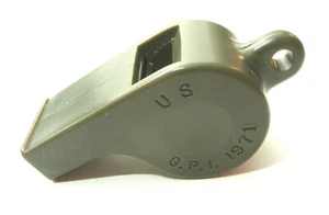 USGI 1971 Vietnam Era OD Green Plastic Whistle Survival M.P. Drill Instructors - Picture 1 of 5