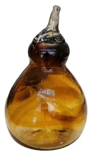 Statuina vintage pera vetro ambrato soffiato a mano decorazione natalizia design crollo 4,5 pollici - Foto 1 di 5