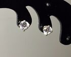 Sterling Silver 925 Earrings-Cubic Zirconia Studs (Signed DQ)-0.8g