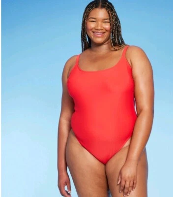 Traje de baño Wild Fable de una pieza para mujer de pierna alta descarado con espalda redonda, talla 20 rojo Foto 1 de 4