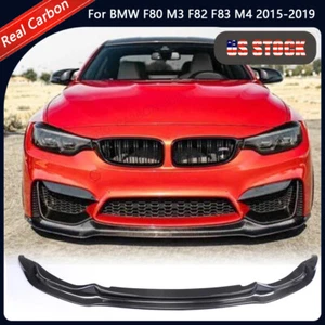 Fit For BMW F80 M3 F82 F83 M4 15-19 REAL Carbon Fiber Front Bumper Lip Spoiler  - Picture 1 of 14